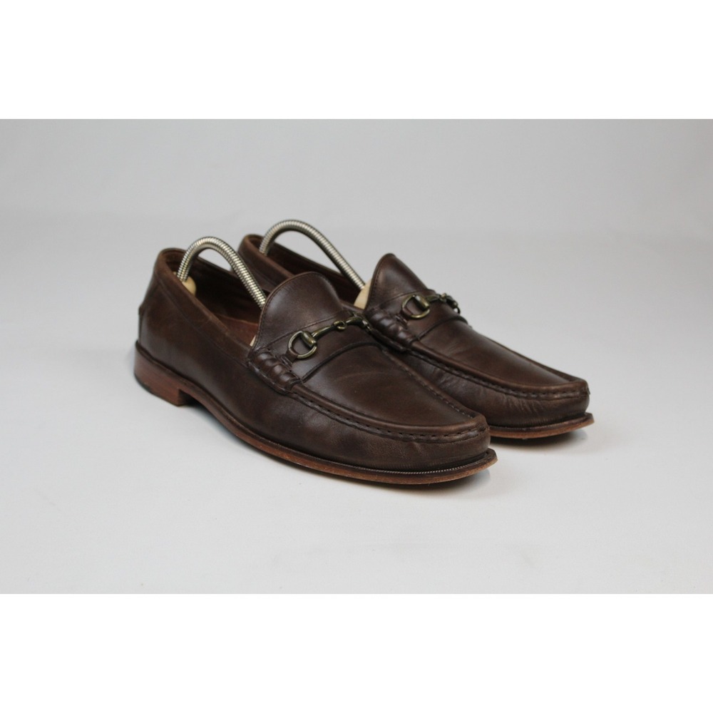 Cole Haan Mens 10 M Brown Leather Horsebit Loafers Brass Hardware Dress Shoes